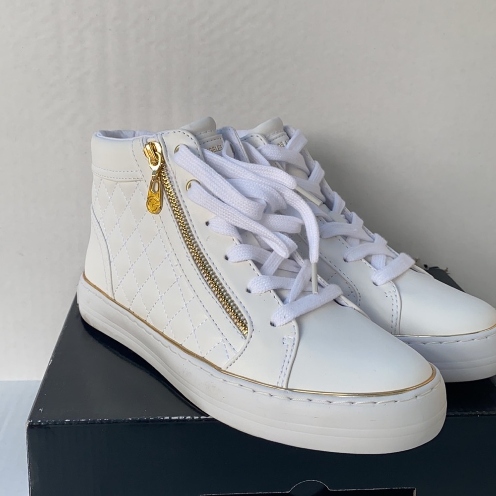 New G by Guess White Gatsin High Top Sneakers SZ 8 - Picture 4 of 8